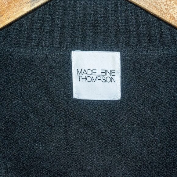 MADELEINE THOMPSON 100% Cashmere Polo collar Sweater in Black Women's Medium - Picture 2 of 9